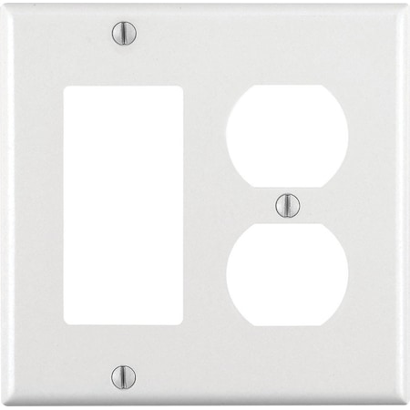 Leviton Leviton White 2 gang Thermoset Plastic Decorator/Duplex Wall Plate 1 pk 80455-00W